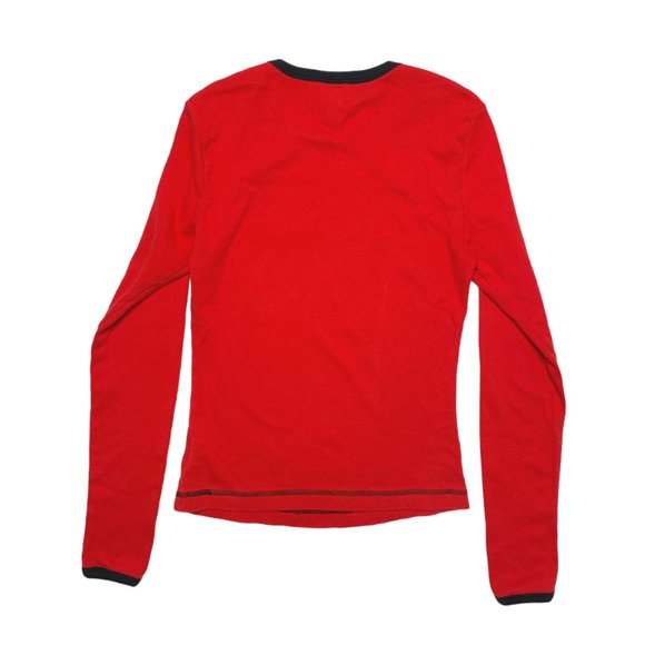 Vintage 90s Y2K Guess Red Long Sleeve Logo Top - Picture 3 of 8